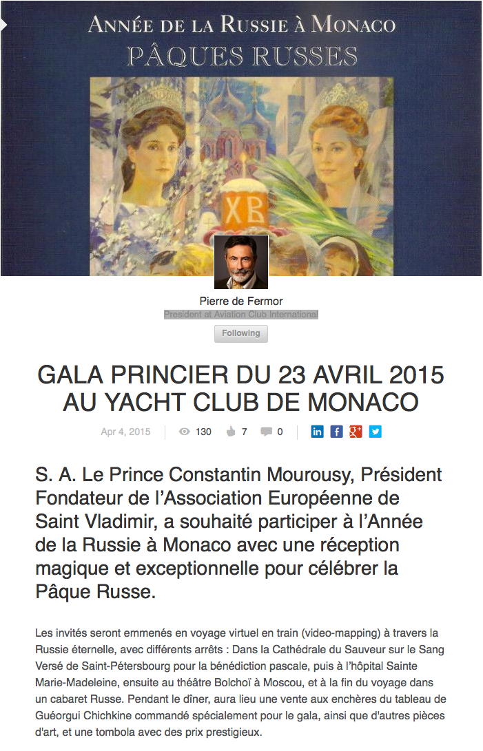 Description. Monaco. Russian Easter Grand Gala. 2015-04-23